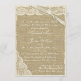 Invitación Encaje vintage y Burlap