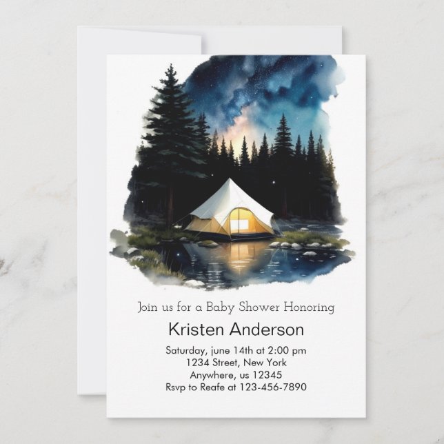 Invitación Encantada aventura forestal espera Baby Shower (Anverso)