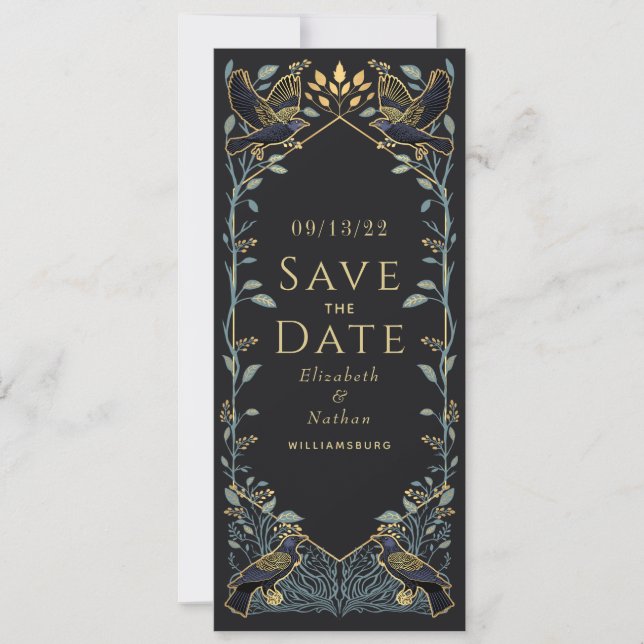 Invitación Encantada boda gótica raven Save the Date (Anverso)
