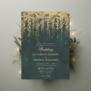 Invitación Encantada Boda personalizada de Verdor de Oro Fore