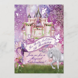 Invitación encantada del castillo de unicornio de