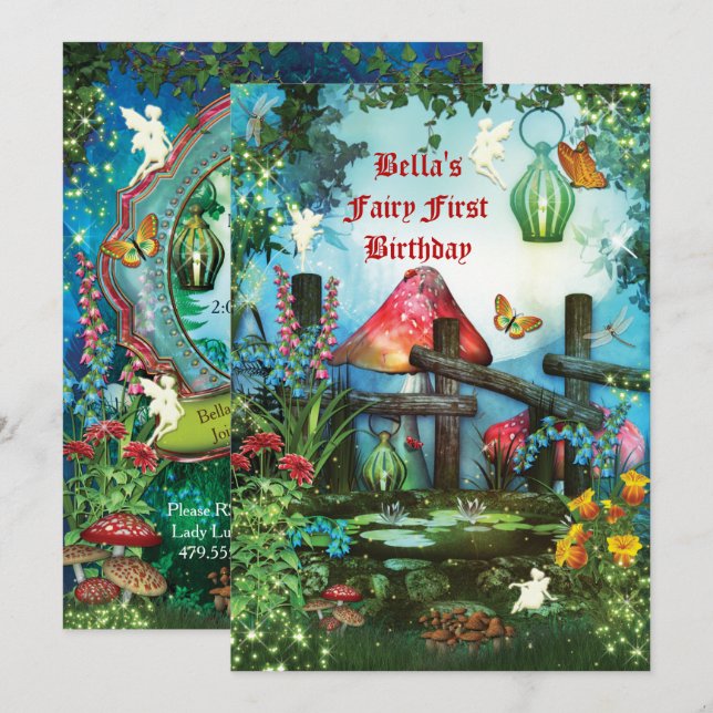 Invitación encantada del fiesta del bosque de (Anverso / Reverso)