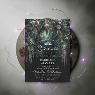 Invitación Encantado Arco Forestal Floral Quinceañera
