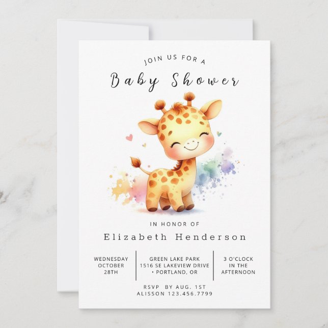 Invitación Encantado Baby Shower de Giraffe Online (Anverso)