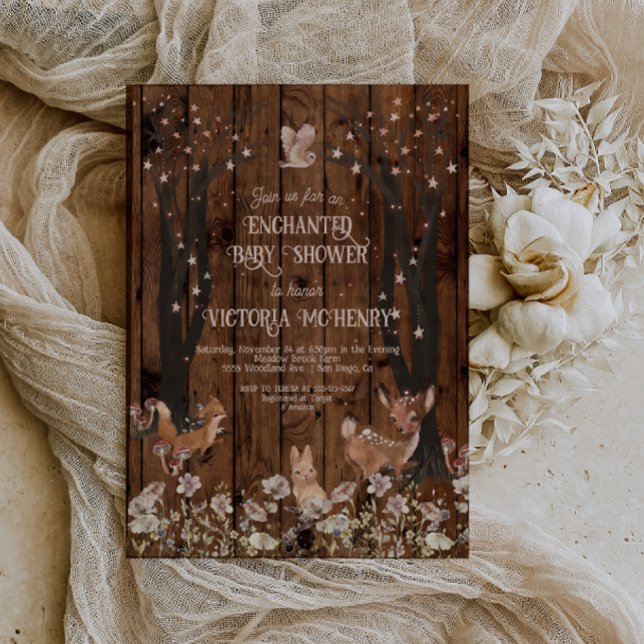 Invitación Encantado Baby Shower Rústico Woodland (Subido por el creador)