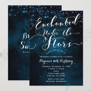 Invitación ENCANTADO BAJO LAS ESTRELLAS Cielos Azules Estrell