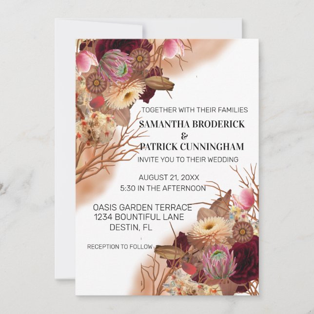 Invitación Encantado Boda de Flores de Fario Boho Wildflower (Anverso)