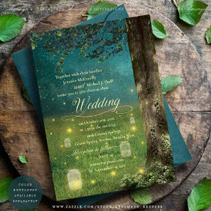 Invitación Encantado Boda de las luciérnagas de Forest Mason