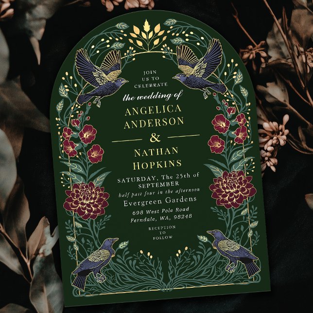 Invitación Encantado Boda floral gótico Raven (Subido por el creador)