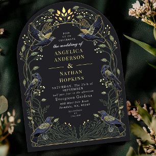 Invitación Encantado Boda floral gótico Raven