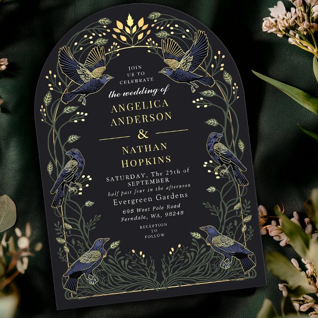 Invitación Encantado Boda floral gótico Raven (Subido por el creador)