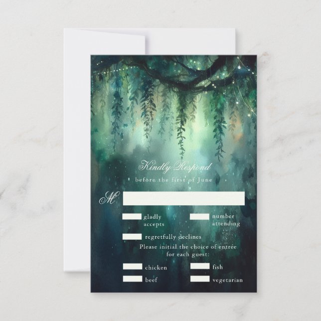 Invitación Encantado Bosque Magical Fairy Lights Wedding RSVP (Anverso)
