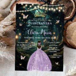 Invitación Encantado Bosque Purple Lilac Vestido Quinceañera