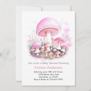 Invitación Encantado Chica de hongos rosas Baby Shower