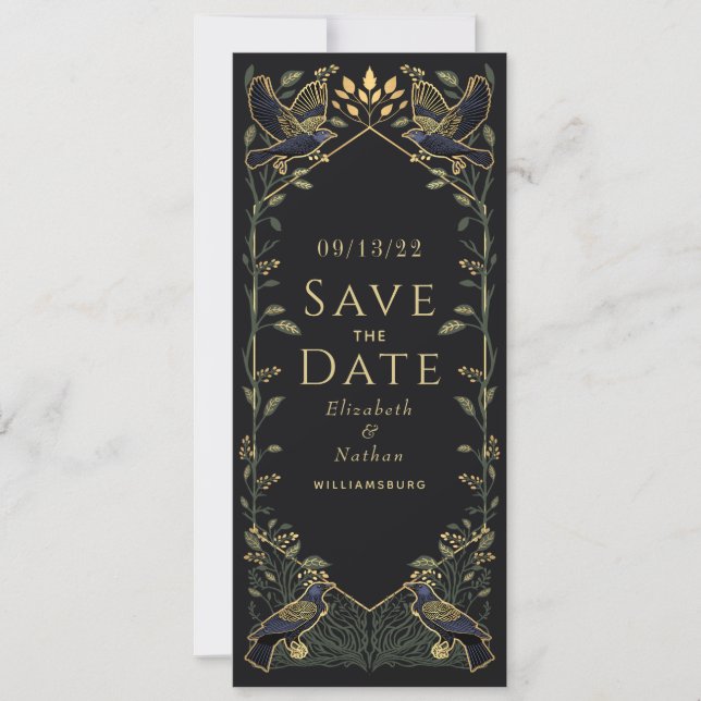 Invitación Encantado Cuervo Gótico Encantado Boda Guardar Fec (Anverso)