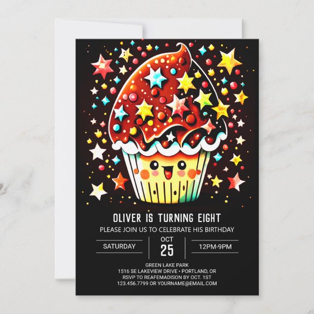 Invitación Encantado Día de Aniversario de Muffin de Delight  (Anverso)