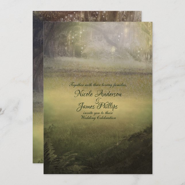 Invitación Encantado Encántico Luces Boda Rústico Forestal (Anverso / Reverso)