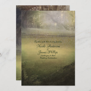 Invitación Encantado Encántico Luces Boda Rústico Forestal