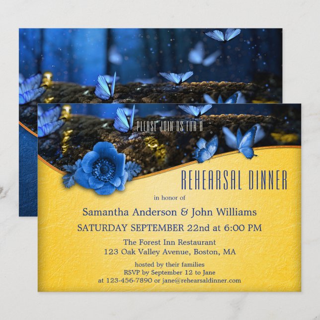 Invitación Encantado ensayo de mariposa forestal cena (Anverso / Reverso)