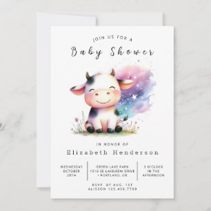 Invitación Encantado Feliz Baby Shower de vaca rusa