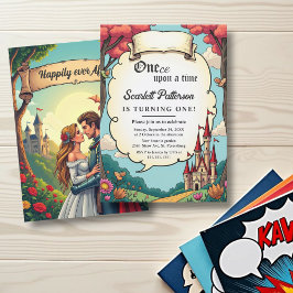 Invitación Encantado Forest Castle Fairytale 1er cumpleaños