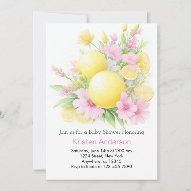 Invitación Encantado Lemon Grove Dreamy Chica Baby Shower (Anverso)