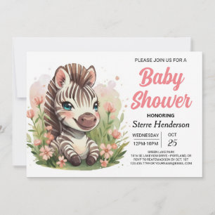 Invitación Encantado Safari Whimsical Zebra Baby Shower