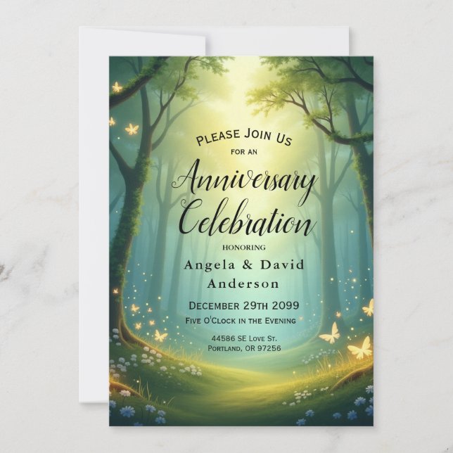 Invitación Encantado Sunlit Glimmer Grove (Anverso)