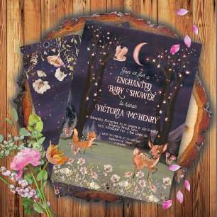 Invitación Encantado Woodland Moonlight Baby Shower