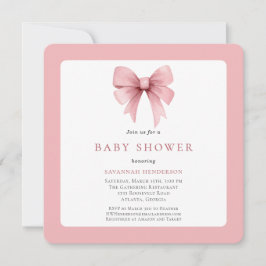 Invitación Encantador Baby Shower Chica de cinta rosada de ba