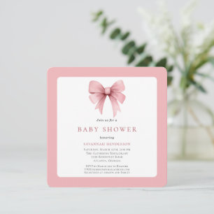 Invitación Encantador Baby Shower Chica de cinta rosada de ba