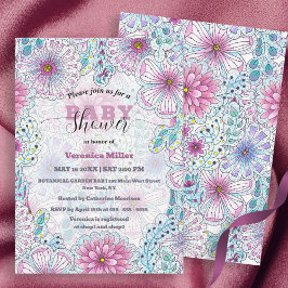 Invitación Encantador Baby Shower de flores de pradera bohemi