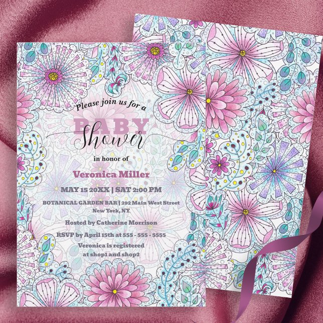 Invitación Encantador Baby Shower de flores de pradera bohemi (Subido por el creador)