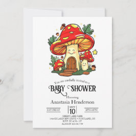 Invitación Encantador Baby Shower de hongo lindo