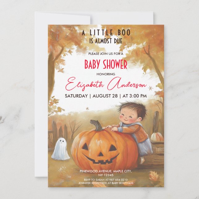 Invitación Encantador Baby Shower de la Calabaza Halloween (Anverso)