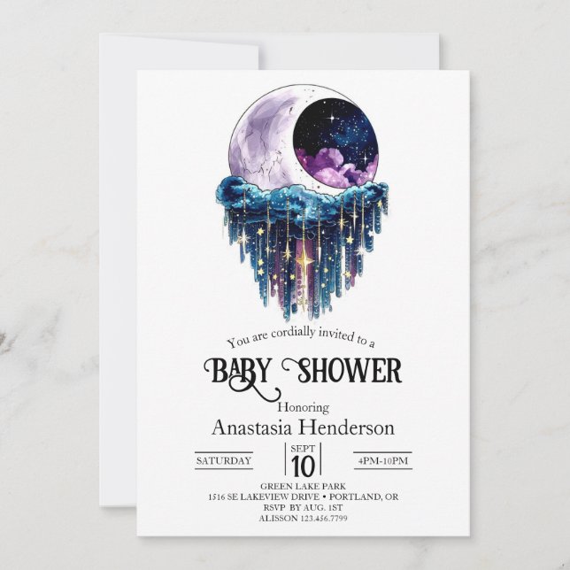 Invitación Encantador Baby Shower de las estrellas de la cúpu (Anverso)