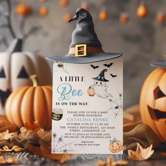 Invitación Encantador Baby Shower fantasma Blue Halloween (Subido por el creador)
