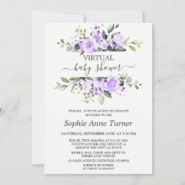 Invitación Encantador Baby Shower virtual de flores de lavand