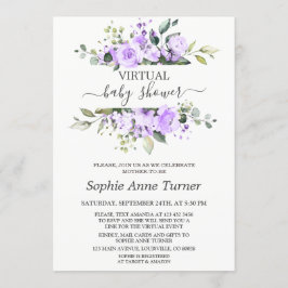 Invitación Encantador Baby Shower virtual de flores de lavand