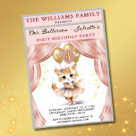 Invitación Encantador bailarín de gatitos foto primer Chica d<br><div class="desc">Listo para un teatro cerca de ti — esta encantadora y única invitación "estilo invitación / Playbill" — con ese precioso gatito bailando (por favor, nota las pantuflas y el arco) y los globos rosados y dorados — completado con su nombre de guion personalizado. Y, por el contrario, colóquense dos...</div>