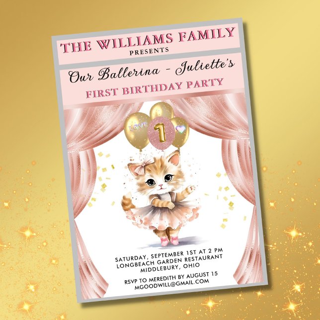 Invitación Encantador bailarín de gatitos foto primer Chica d (Subido por el creador)