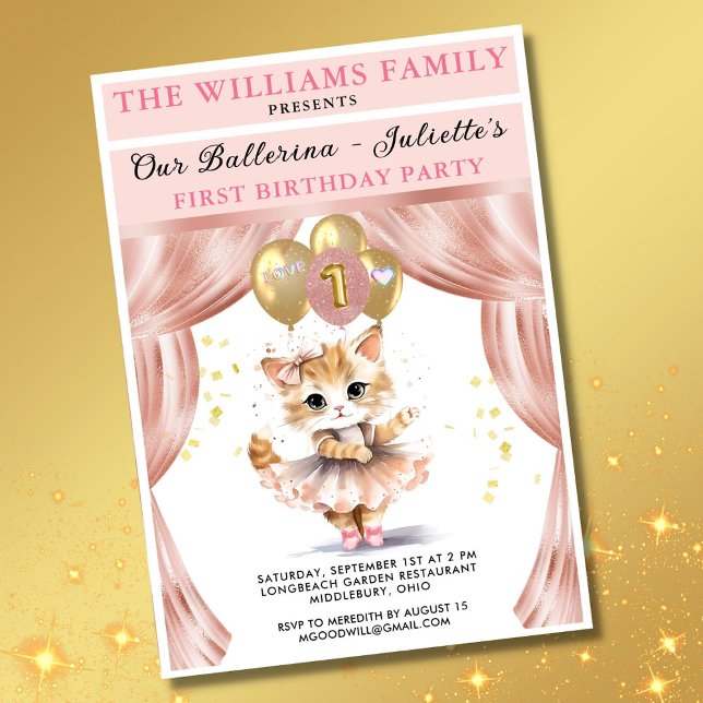 Invitación Encantador bailarín de gatitos foto primer Chica d (Subido por el creador)