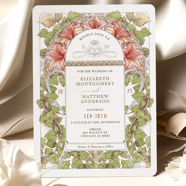 Invitación Encantador Boda Art Nouveau de Amaryllis (Subido por el creador)