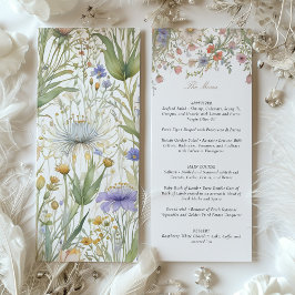 Invitación Encantador Boda de flores silvestres Menú Delicado