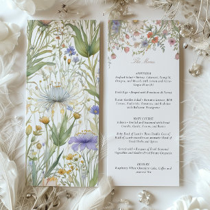 Invitación Encantador Boda de flores silvestres Menú Delicado
