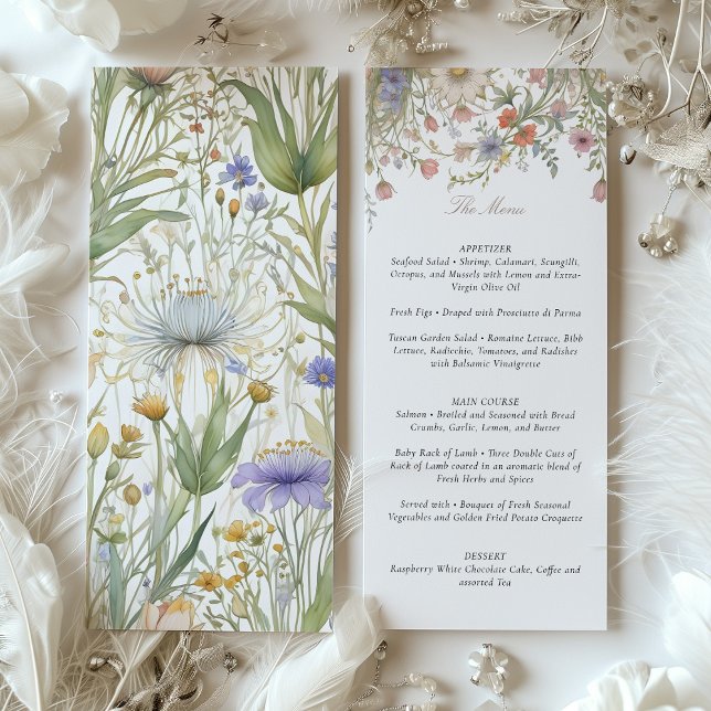 Invitación Encantador Boda de flores silvestres Menú Delicado (Subido por el creador)