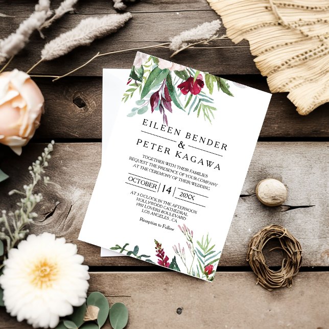 Invitación Encantador Boda de Flores Tropicales y Verdor (Subido por el creador)