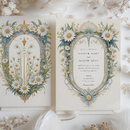 Invitación Encantador Boda floral Art Nouveau Daisy