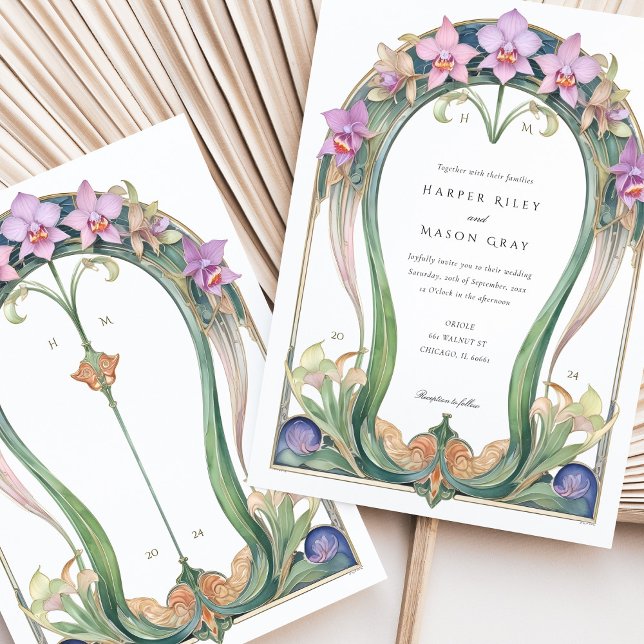 Invitación Encantador Boda floral de orquídeas de Art Nouveau (Subido por el creador)