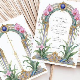 Invitación Encantador Boda floral de orquídeas de Art Nouveau